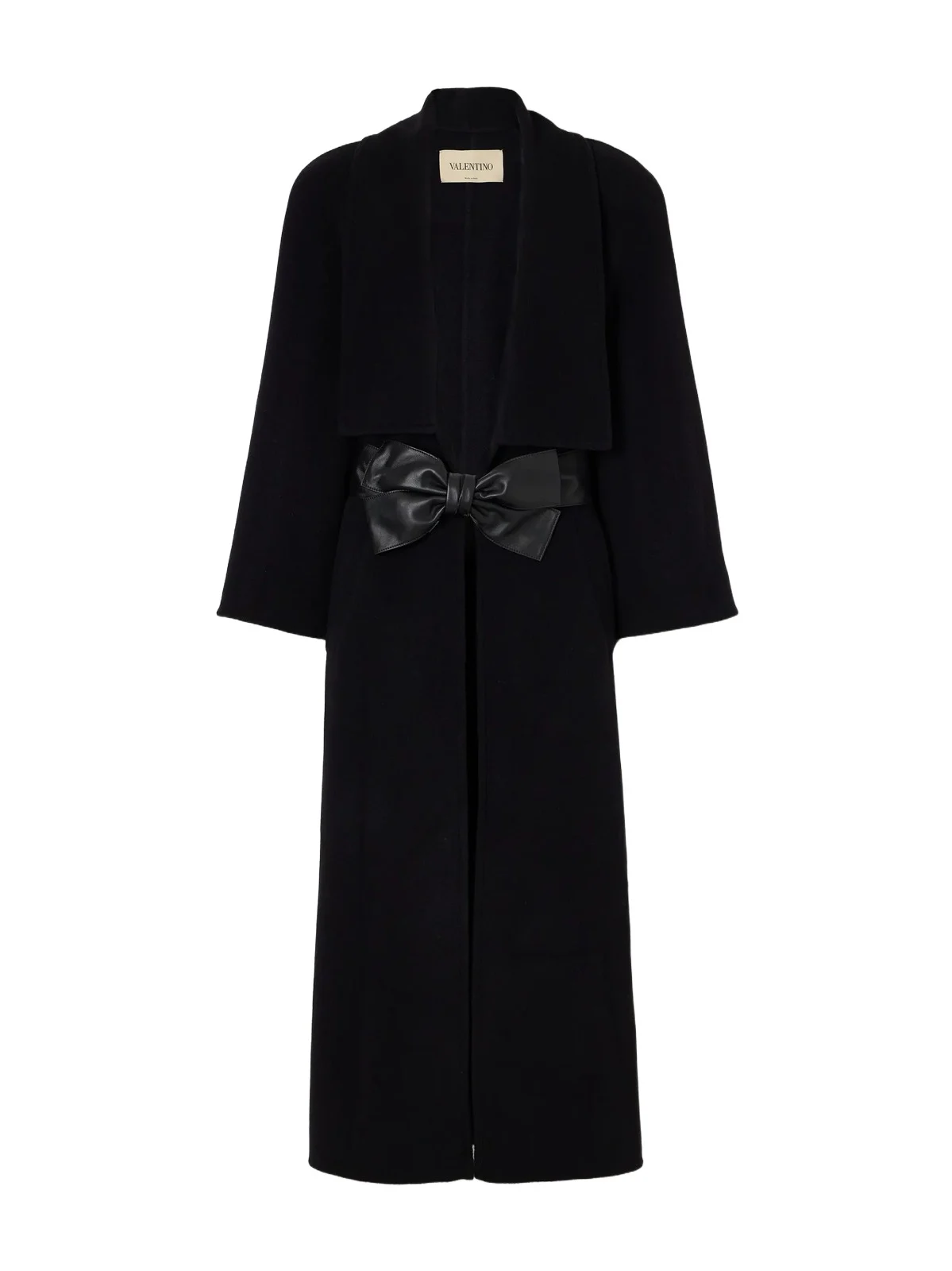 Belted Leather-trimmed Wool And Cashmere-blend Coat - Black