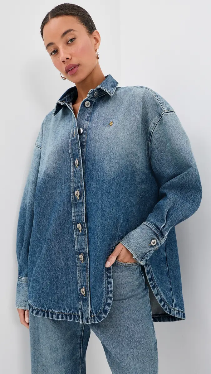 The Attico Bomber Denim Button Down Shirt | Thumbnail 2