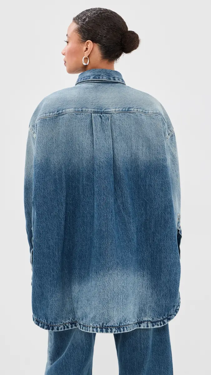 The Attico Bomber Denim Button Down Shirt | Thumbnail 3