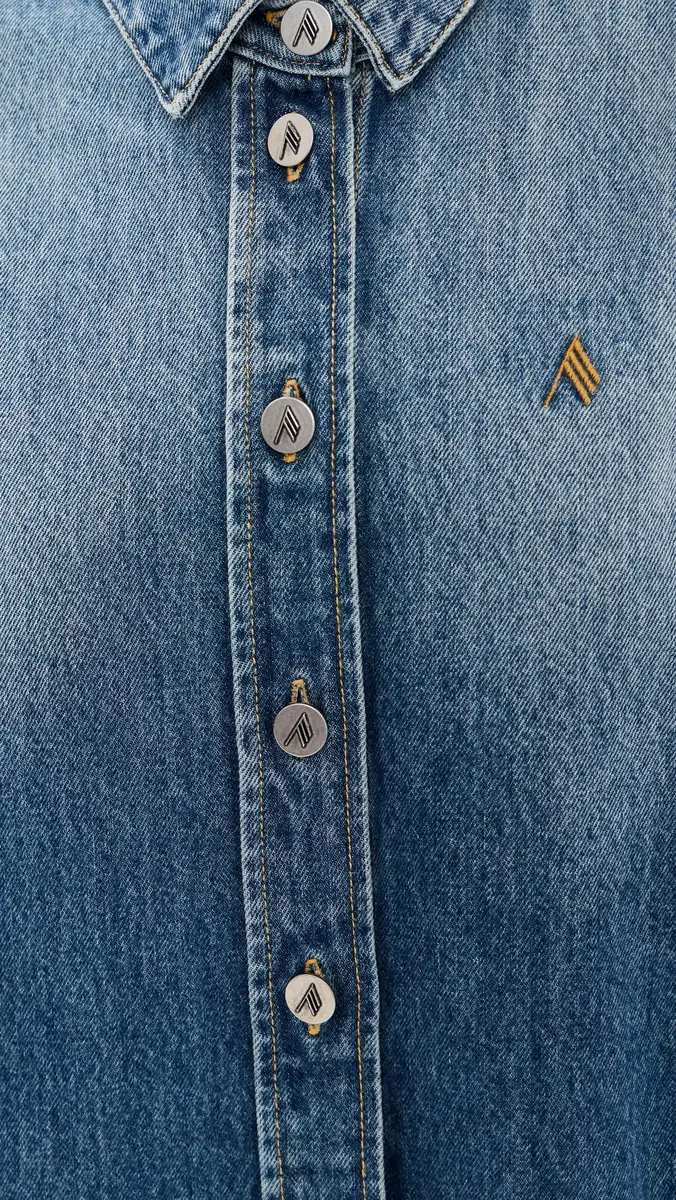 The Attico Bomber Denim Button Down Shirt | Thumbnail 6