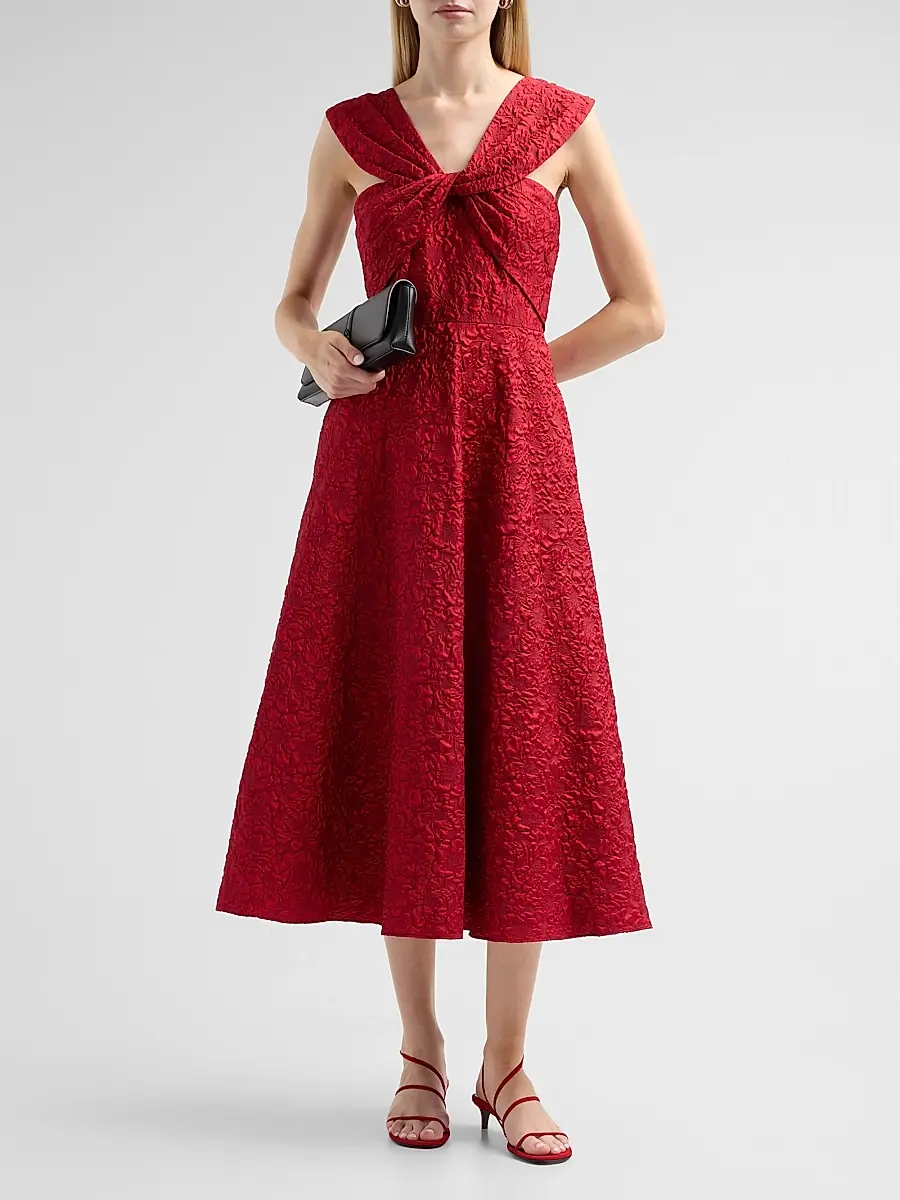 BADGLEY MISCHKA Women's Textured Twist Off-the-Shoulder Cocktail Dress | Thumbnail 2 BADGLEY MISCHKA Women's Textured Twist Off-the-Shoulder Cocktail Dress | Thumbnail 2