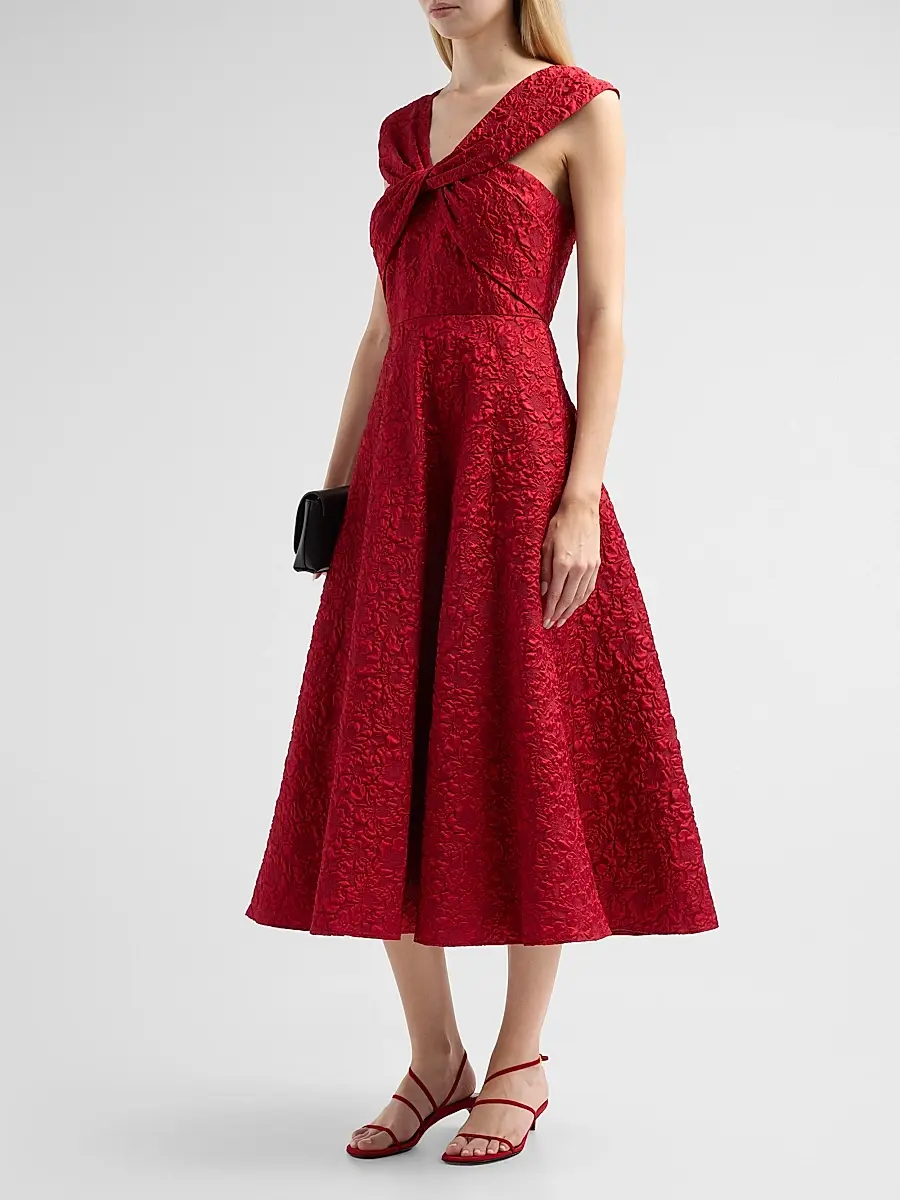 BADGLEY MISCHKA Women's Textured Twist Off-the-Shoulder Cocktail Dress | Thumbnail 4 BADGLEY MISCHKA Women's Textured Twist Off-the-Shoulder Cocktail Dress | Thumbnail 4