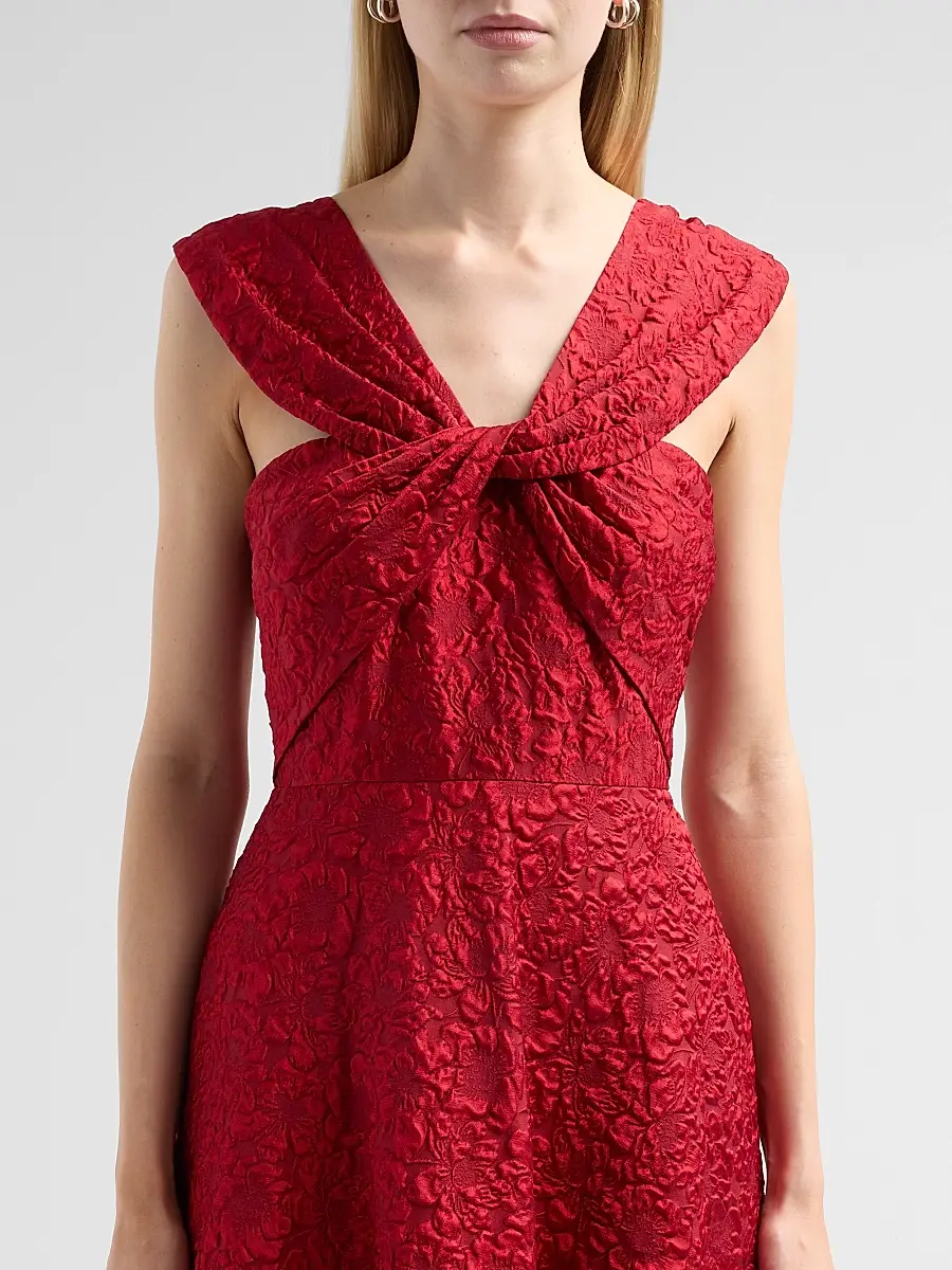 BADGLEY MISCHKA Women's Textured Twist Off-the-Shoulder Cocktail Dress | Thumbnail 5 BADGLEY MISCHKA Women's Textured Twist Off-the-Shoulder Cocktail Dress | Thumbnail 5