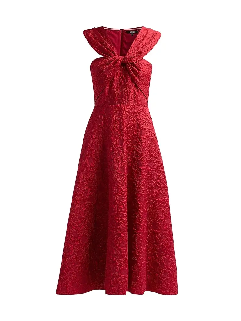 BADGLEY MISCHKA Women's Textured Twist Off-the-Shoulder Cocktail Dress