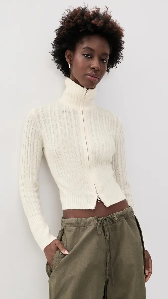 GOOD AMERICAN The Cable Zip Up Cardigan | Thumbnail 2 GOOD AMERICAN The Cable Zip Up Cardigan | Thumbnail 2