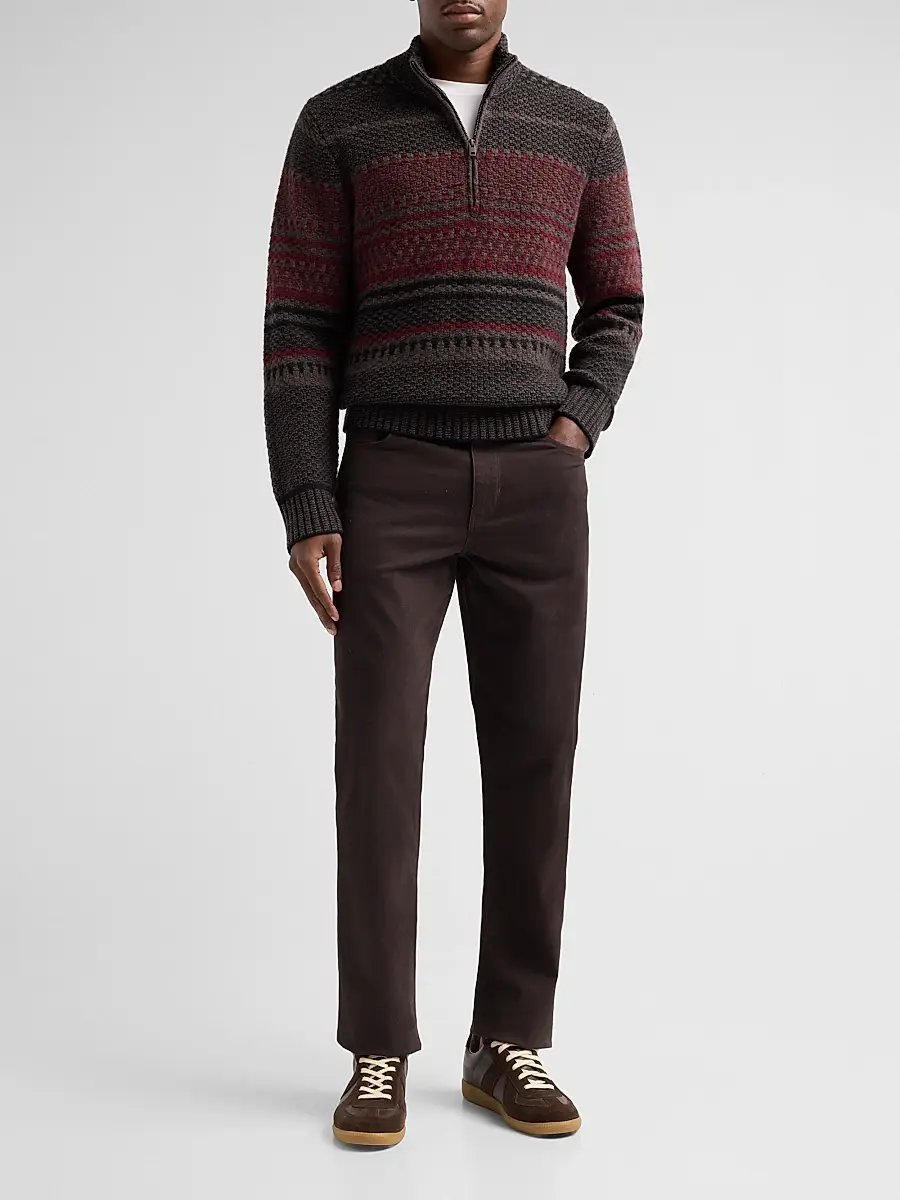 Vince Men's Variegated Jacquard Wool-Blend Quarter-Zip Sweater | Thumbnail 2 Vince Men's Variegated Jacquard Wool-Blend Quarter-Zip Sweater | Thumbnail 2