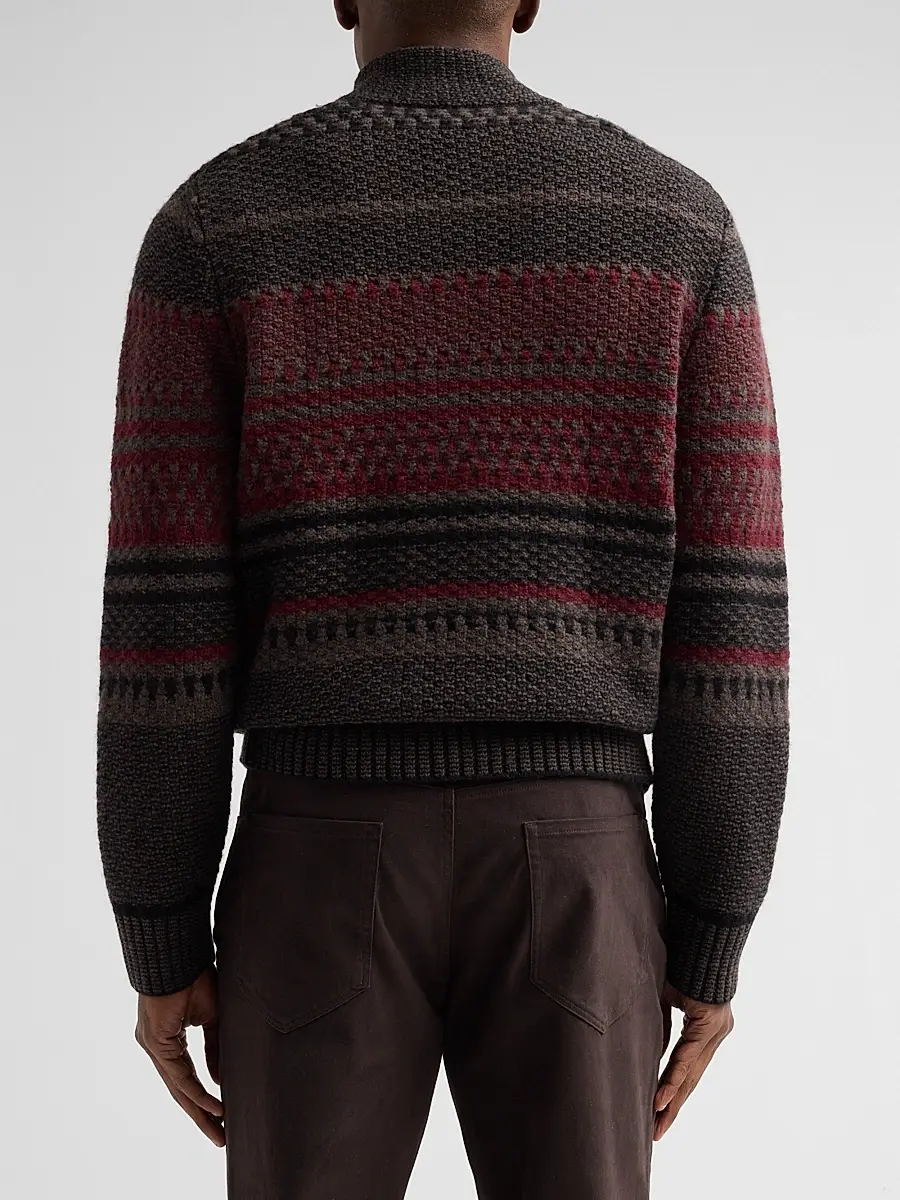 Vince Men's Variegated Jacquard Wool-Blend Quarter-Zip Sweater | Thumbnail 3 Vince Men's Variegated Jacquard Wool-Blend Quarter-Zip Sweater | Thumbnail 3