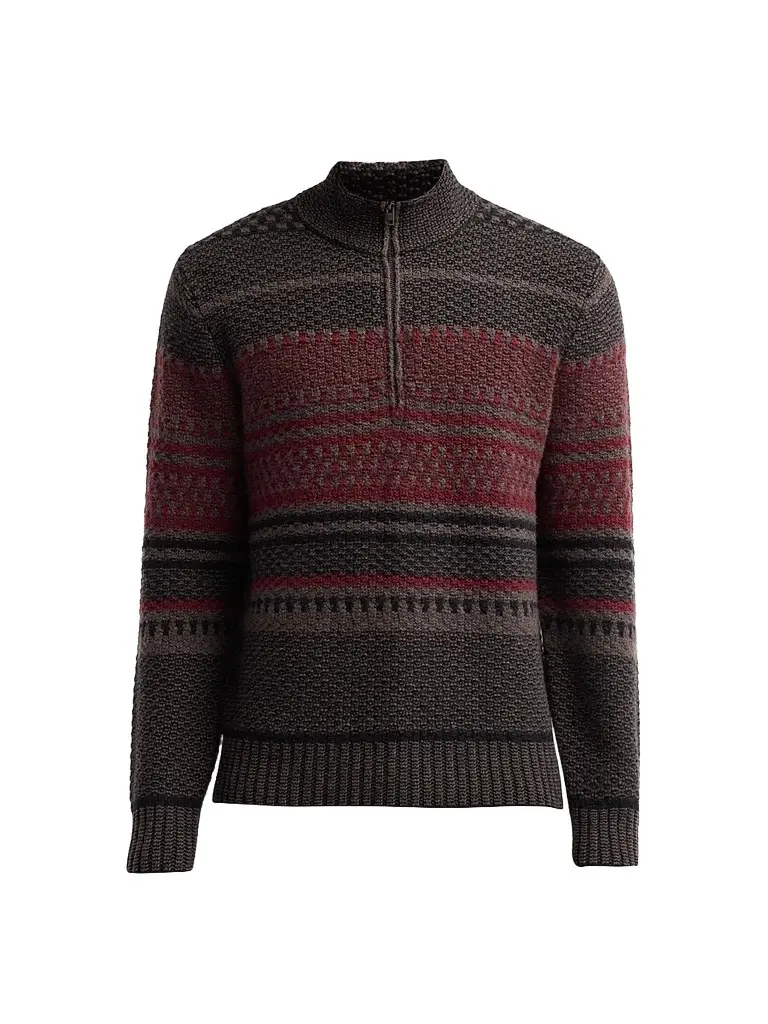 Vince Men's Variegated Jacquard Wool-Blend Quarter-Zip Sweater