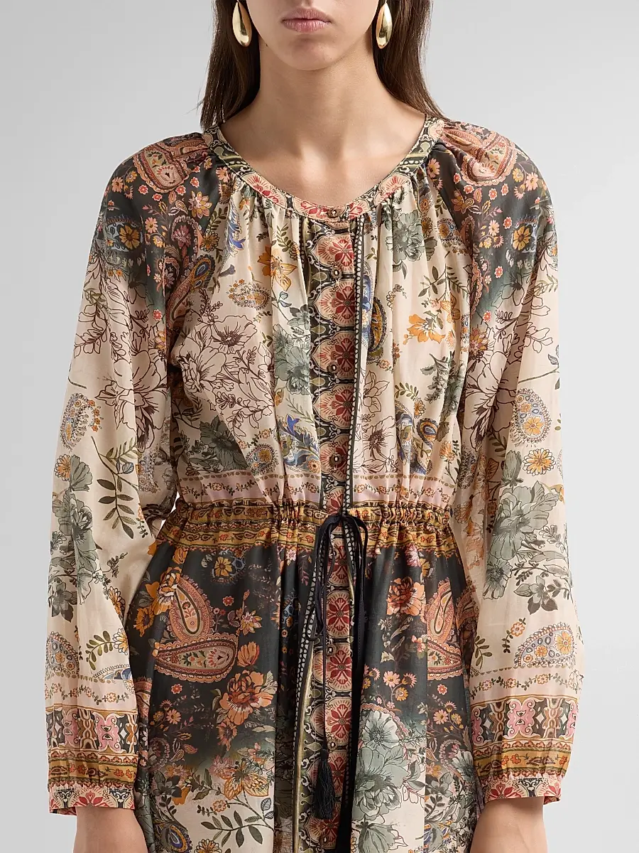Johnny Was Women's Michaella Printed Cotton-Silk Midi Dress | Thumbnail 5 Johnny Was Women's Michaella Printed Cotton-Silk Midi Dress | Thumbnail 5