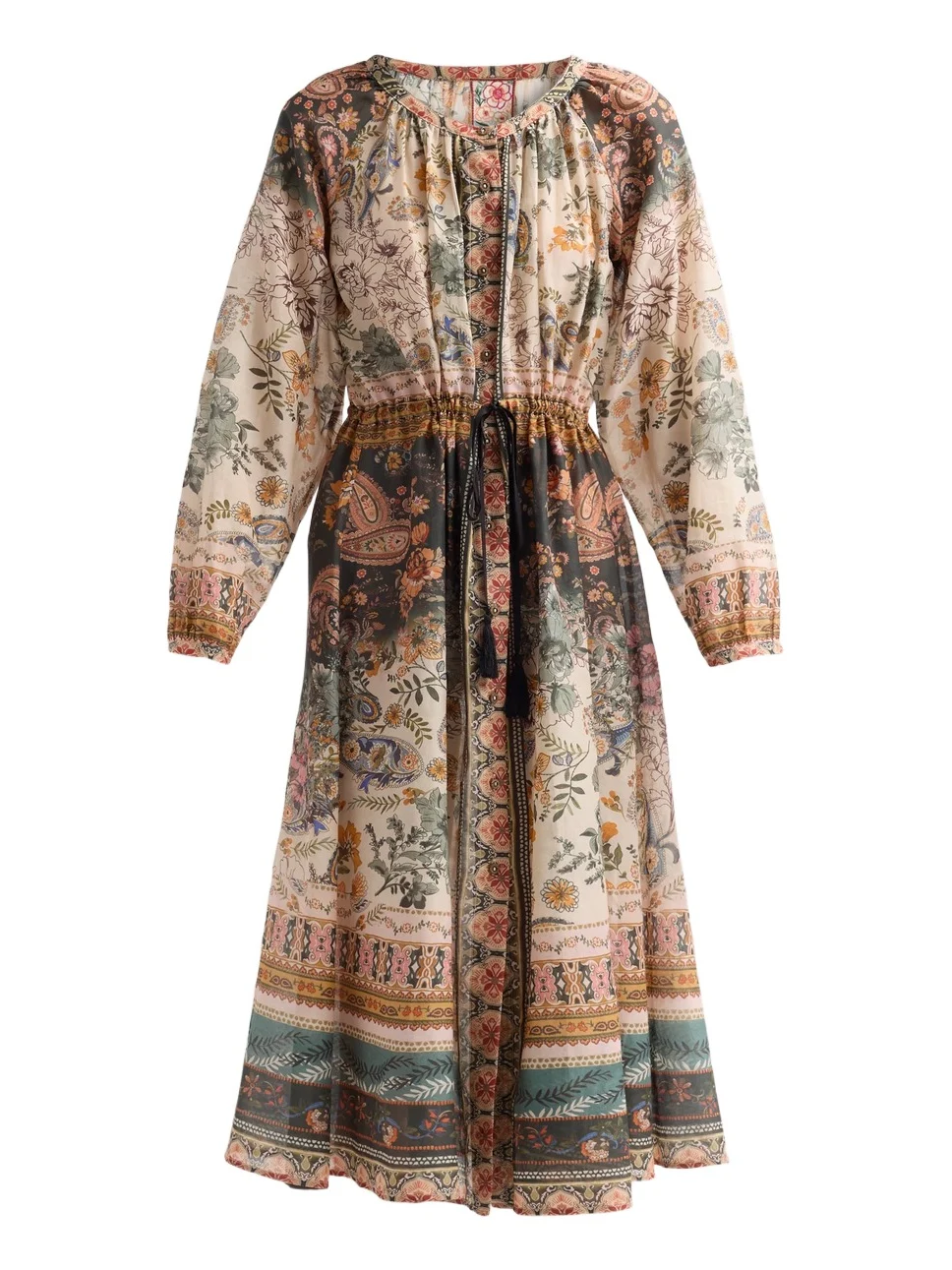Women's Michaella Printed Cotton-Silk Midi Dress Women's Michaella Printed Cotton-Silk Midi Dress