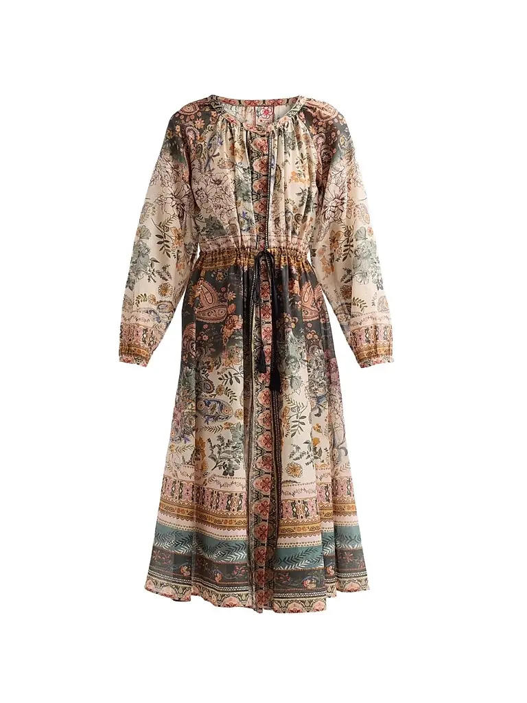 Johnny Was Women's Michaella Printed Cotton-Silk Midi Dress