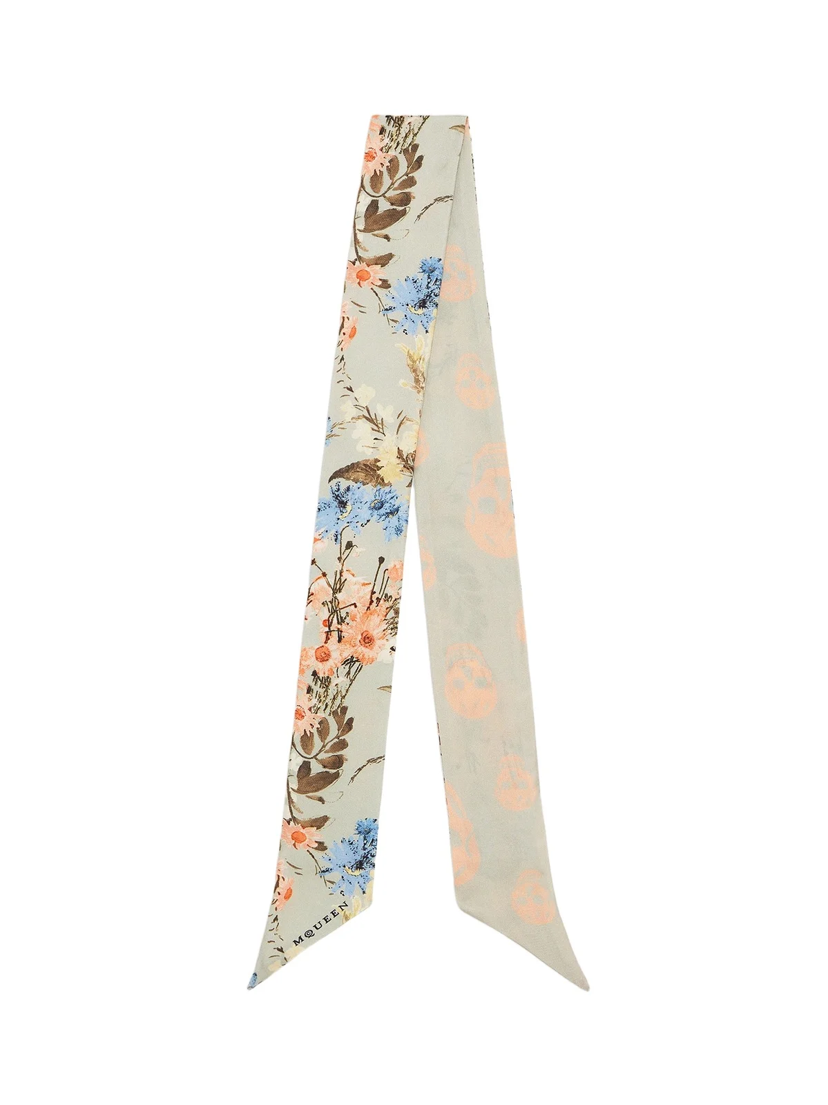 Alexander McQueen Women's Floral Skull Silk Twill Ribbon Scarf