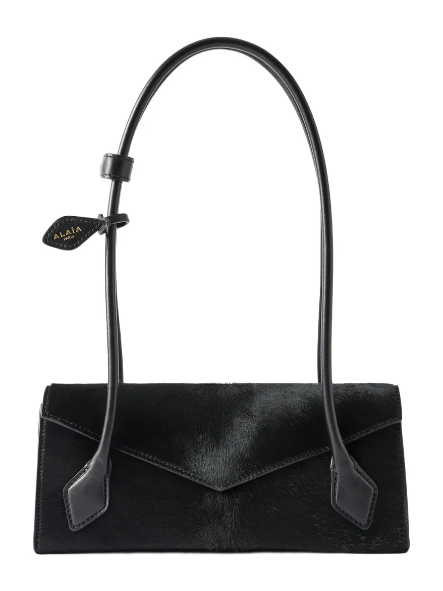 Le Teckel Flap Small Leather-trimmed Calf Hair Shoulder Bag Le Teckel Flap Small Leather-trimmed Calf Hair Shoulder Bag