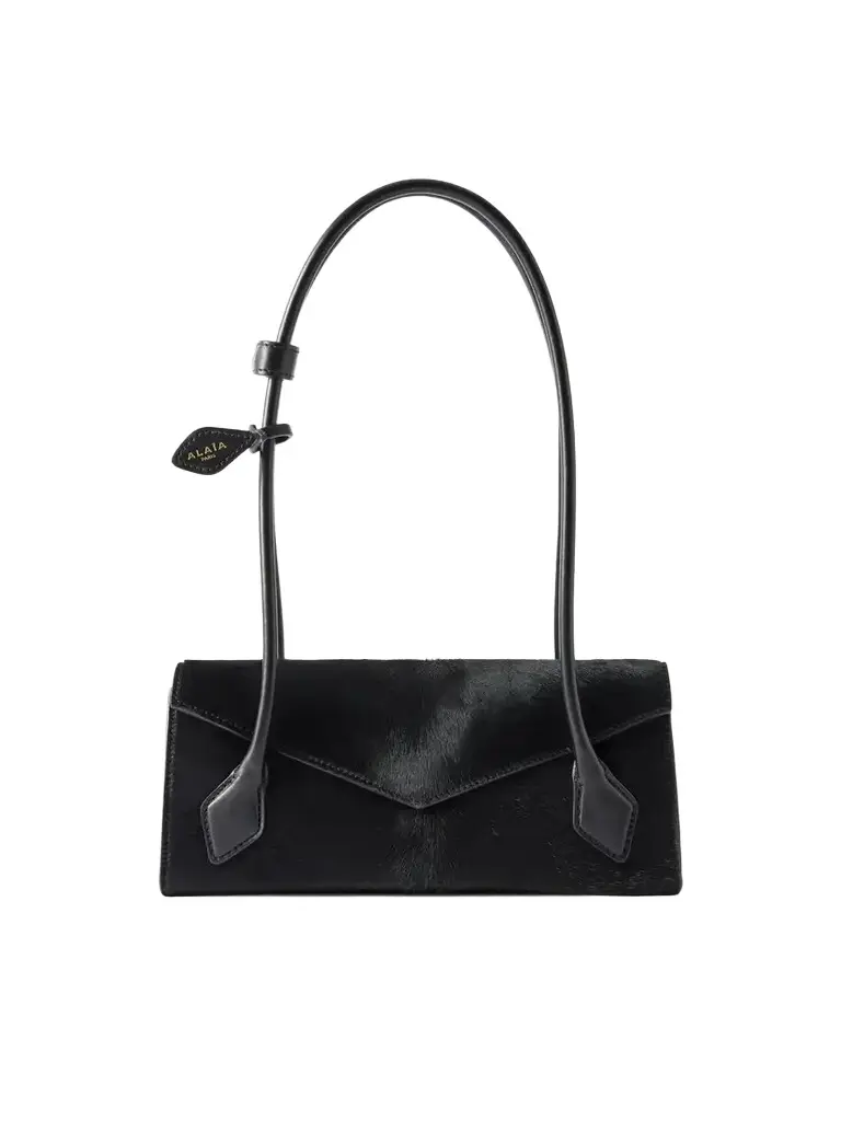 Le Teckel Flap Small Leather-trimmed Calf Hair Shoulder Bag Le Teckel Flap Small Leather-trimmed Calf Hair Shoulder Bag