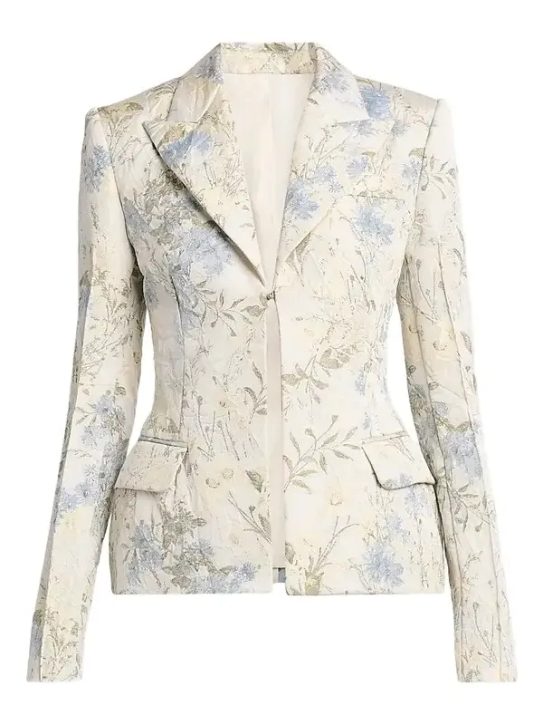 Women's Floral Jacquard Single-Breasted Jacket Women's Floral Jacquard Single-Breasted Jacket