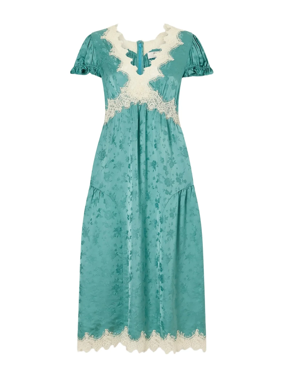 Sea Shay Gathered Lace-trimmed Floral-jacquard Midi Dress