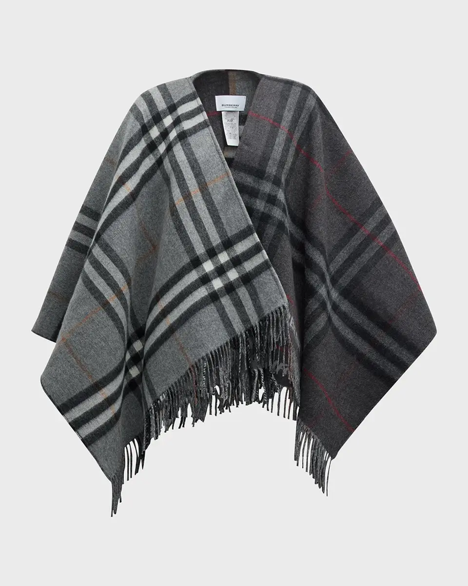 Burberry Giant Check Logo Cashmere-Blend Cape | Thumbnail 2 Burberry Giant Check Logo Cashmere-Blend Cape | Thumbnail 2