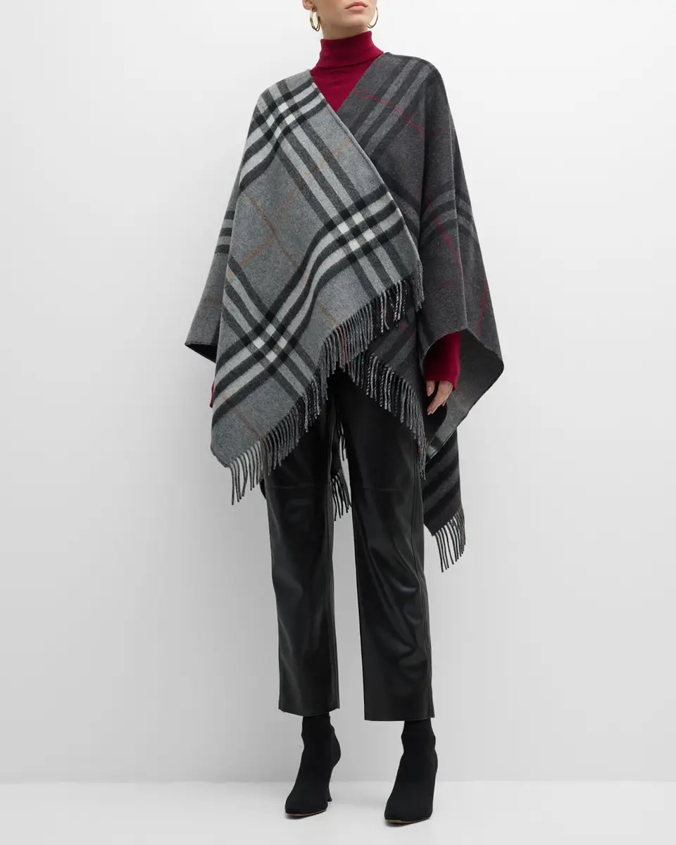 Burberry Giant Check Logo Cashmere-Blend Cape | Thumbnail 3 Burberry Giant Check Logo Cashmere-Blend Cape | Thumbnail 3