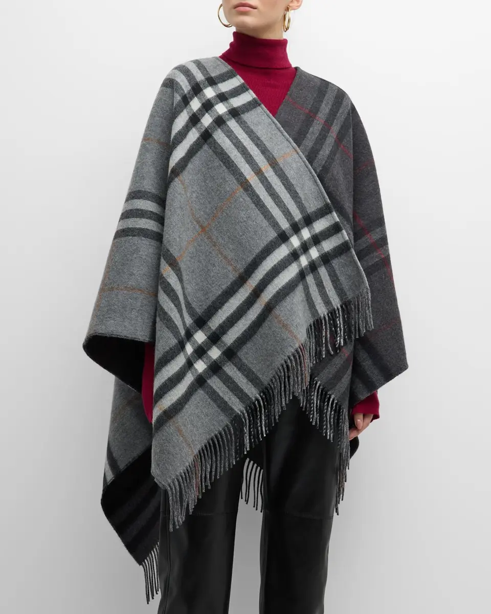 Burberry Giant Check Logo Cashmere-Blend Cape | Thumbnail 4 Burberry Giant Check Logo Cashmere-Blend Cape | Thumbnail 4