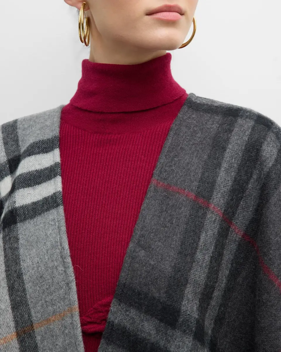 Burberry Giant Check Logo Cashmere-Blend Cape | Thumbnail 5 Burberry Giant Check Logo Cashmere-Blend Cape | Thumbnail 5