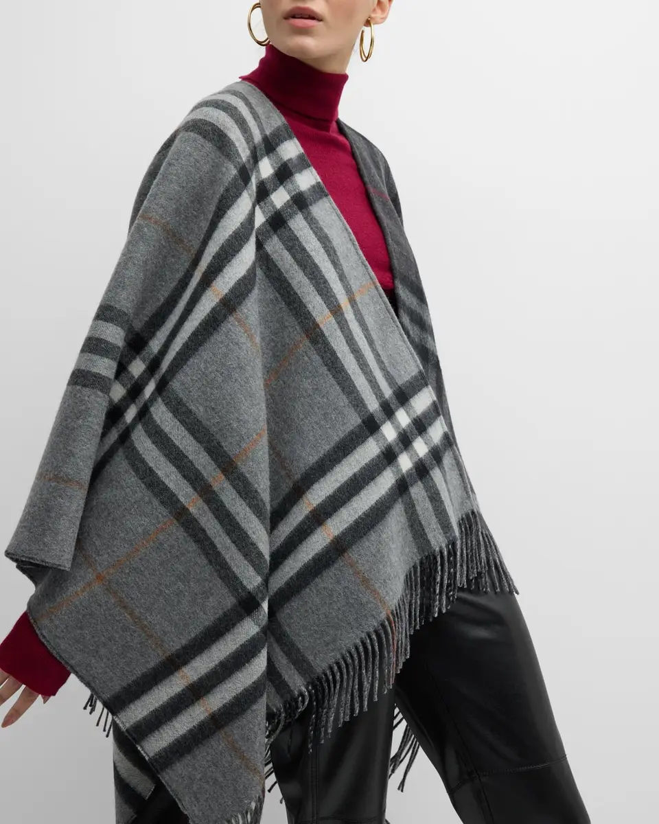 Burberry Giant Check Logo Cashmere-Blend Cape | Thumbnail 7 Burberry Giant Check Logo Cashmere-Blend Cape | Thumbnail 7
