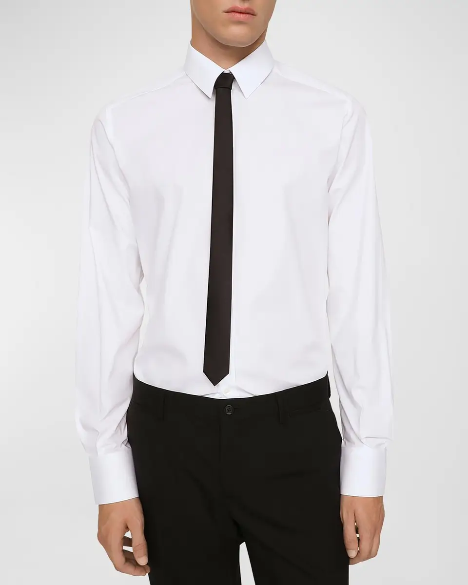 Dolce & Gabbana Men's Solid Stretch Cotton Dress Shirt | Thumbnail 2 Dolce & Gabbana Men's Solid Stretch Cotton Dress Shirt | Thumbnail 2