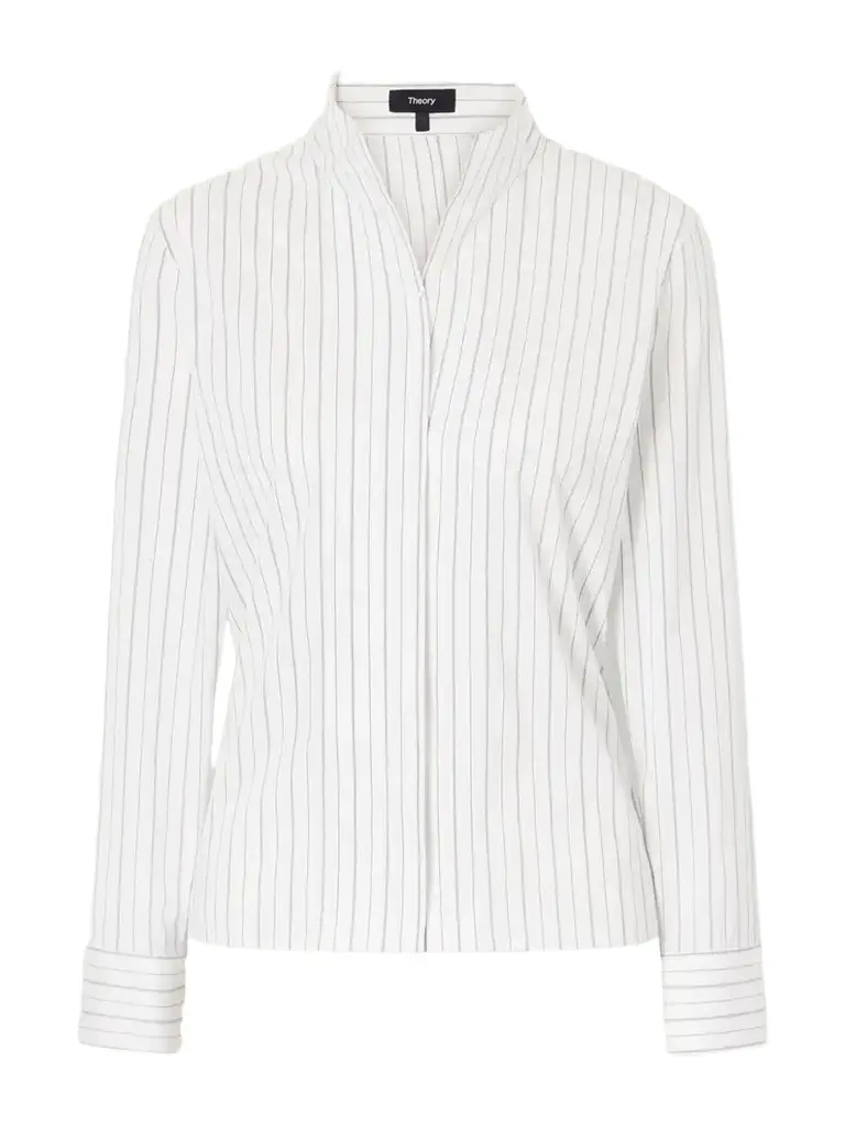 Theory Striped Cotton-blend Poplin Shirt