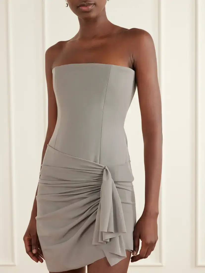 Alex Perry Strapless Gathered Powermesh Mini Dress | Thumbnail 4 Alex Perry Strapless Gathered Powermesh Mini Dress | Thumbnail 4