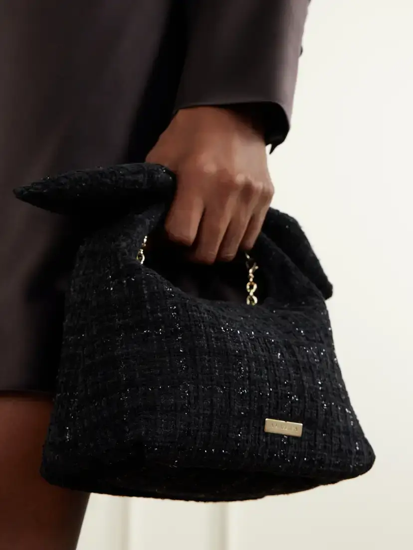 Aquazzura Bow Tie Mini Metallic Tweed Top-handle Bag | Thumbnail 2