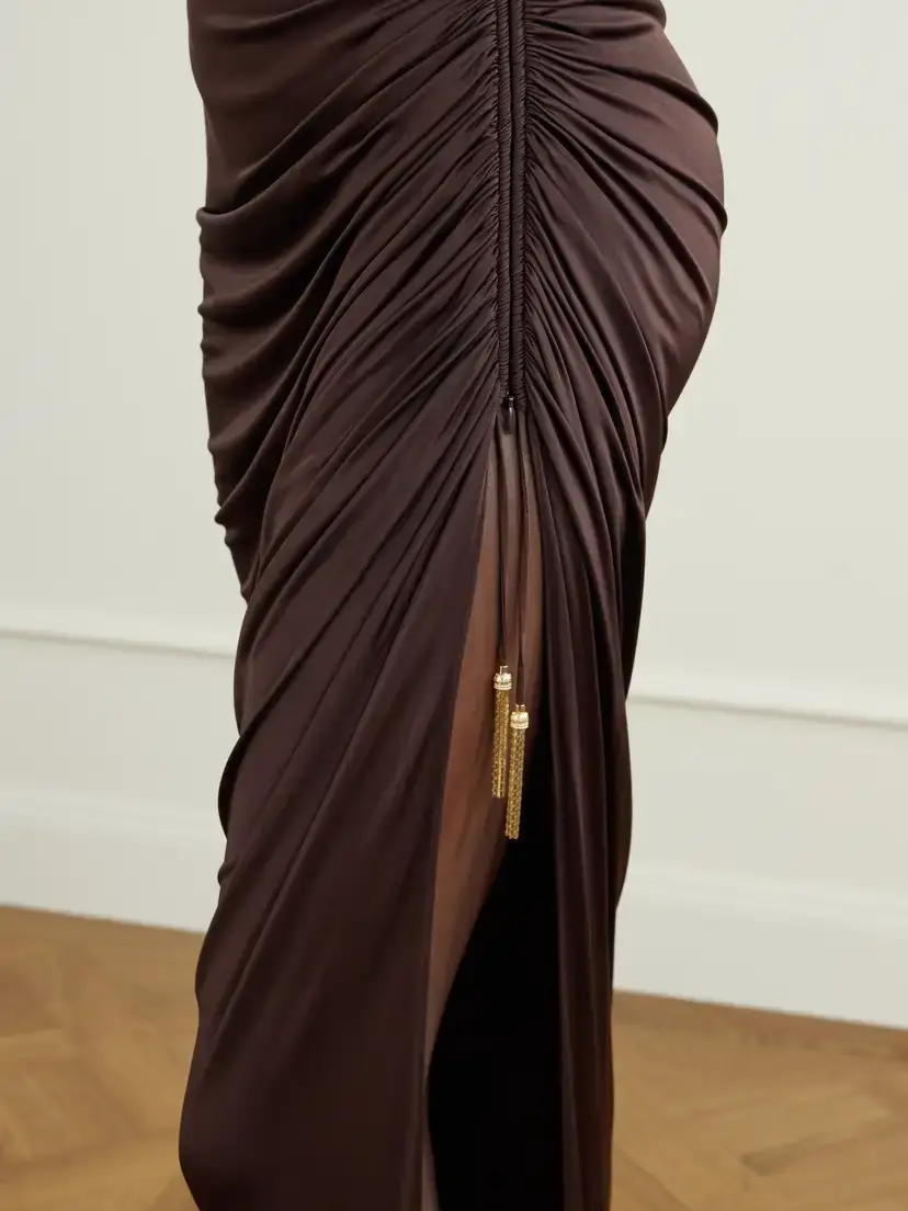 Balmain Draped Jersey Turtleneck Maxi Dress | Thumbnail 4 Balmain Draped Jersey Turtleneck Maxi Dress | Thumbnail 4