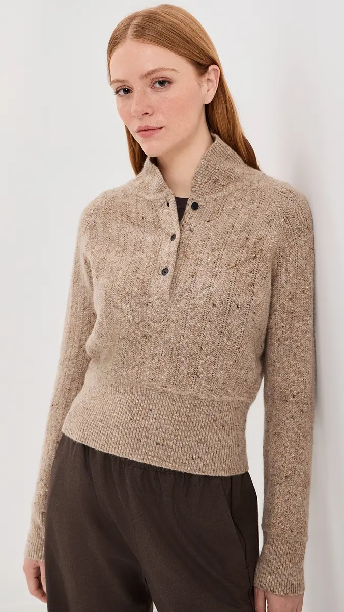Co Cropped Henley Sweater | Thumbnail 2 Co Cropped Henley Sweater | Thumbnail 2