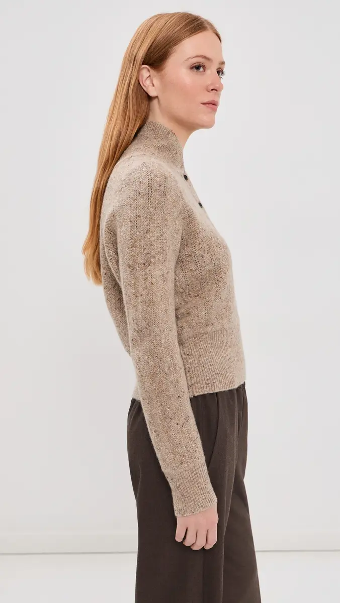 Co Cropped Henley Sweater | Thumbnail 4 Co Cropped Henley Sweater | Thumbnail 4