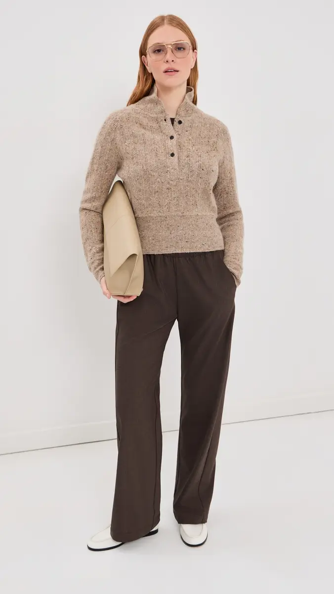 Co Cropped Henley Sweater | Thumbnail 5 Co Cropped Henley Sweater | Thumbnail 5