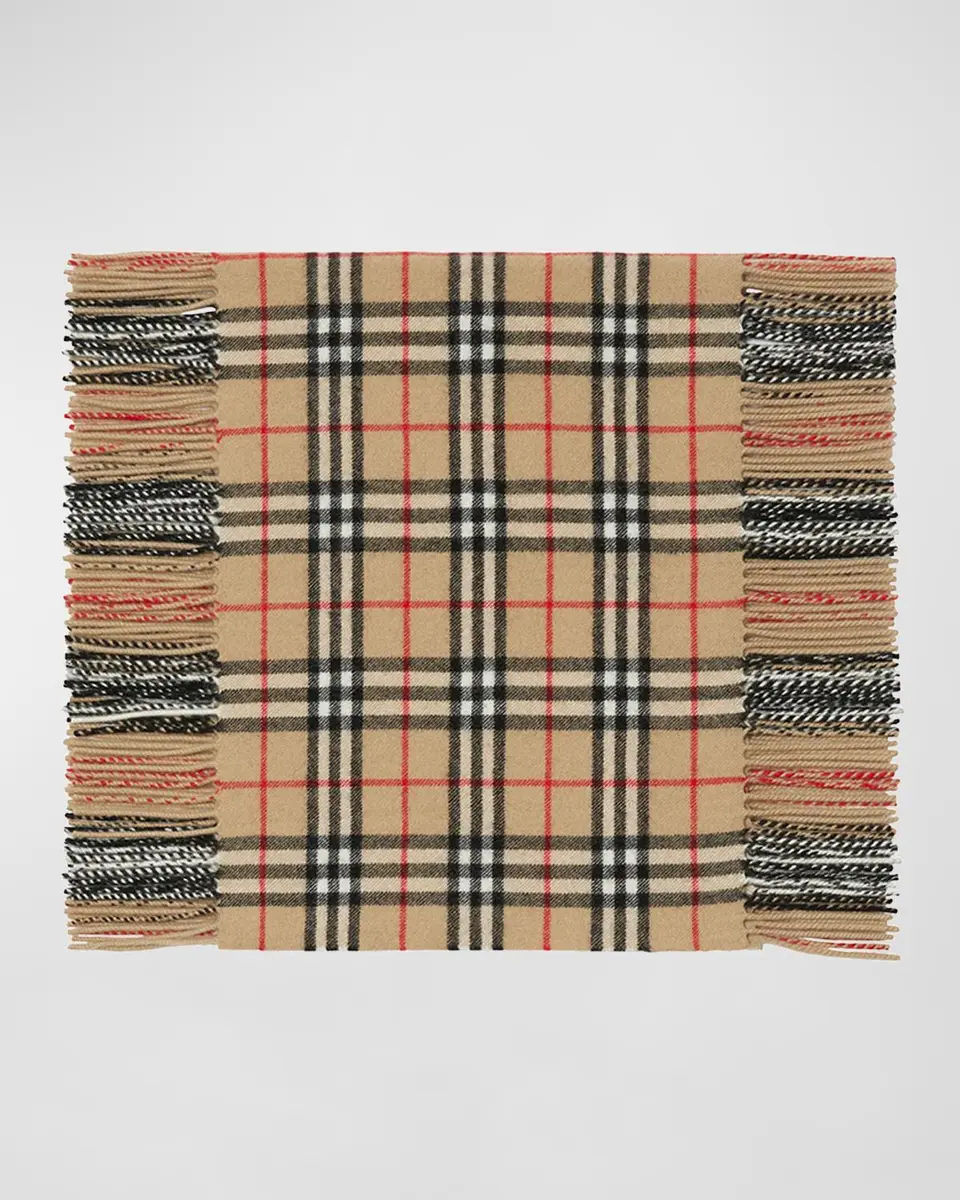 Burberry Vintage Check Fringe Cashmere Scarf | Thumbnail 4