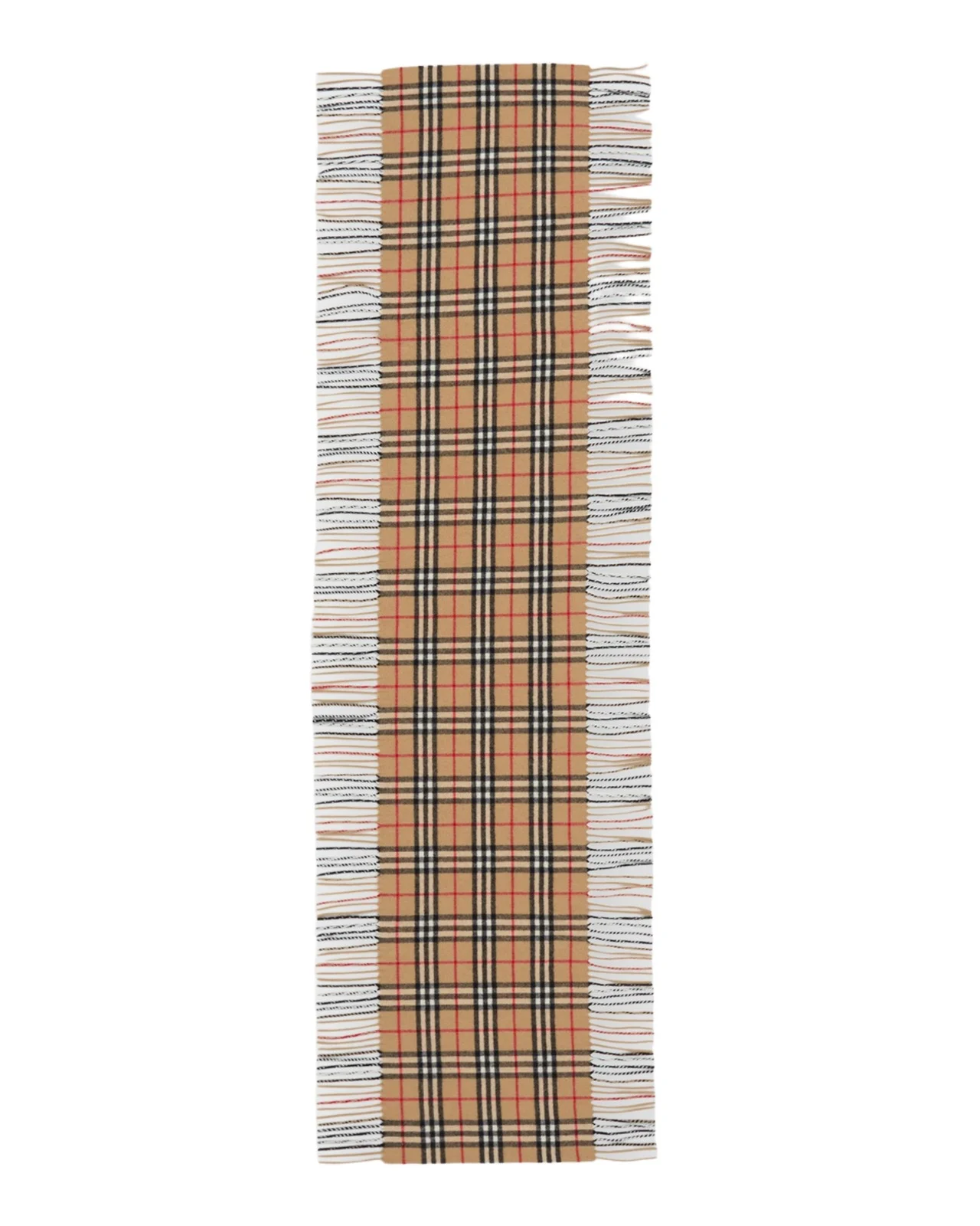 Burberry Vintage Check Fringe Cashmere Scarf
