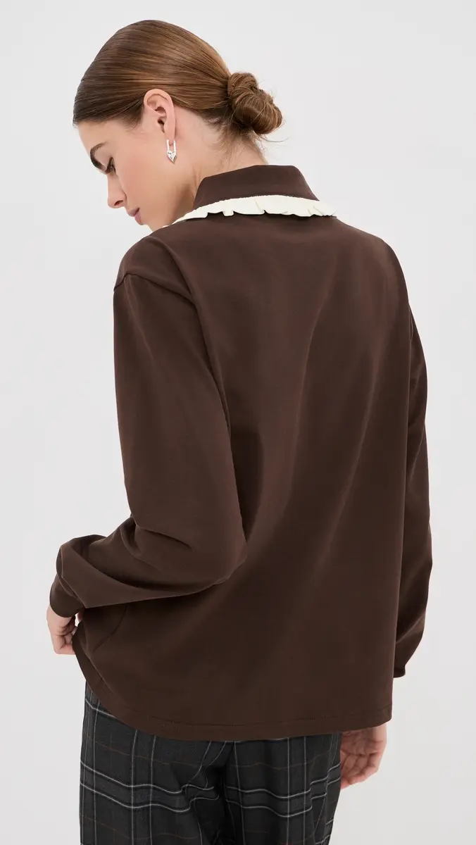 Tanner Fletcher Frank Ruffle Collar Long Sleeve Polo | Thumbnail 3