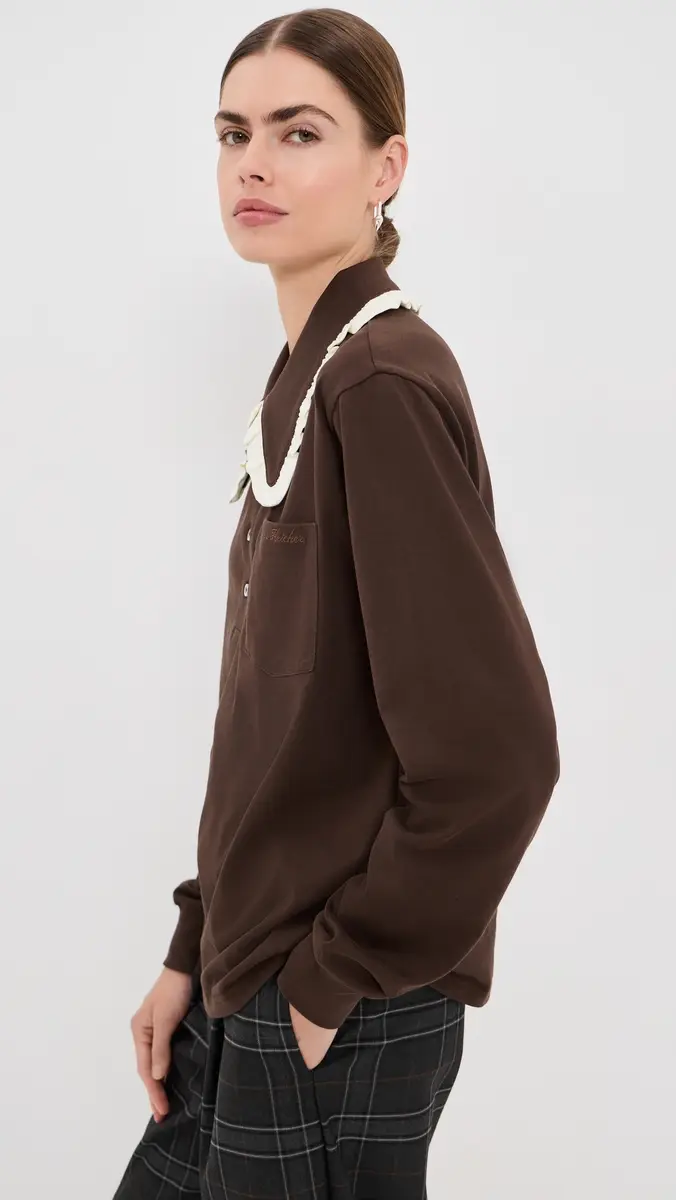 Tanner Fletcher Frank Ruffle Collar Long Sleeve Polo | Thumbnail 4