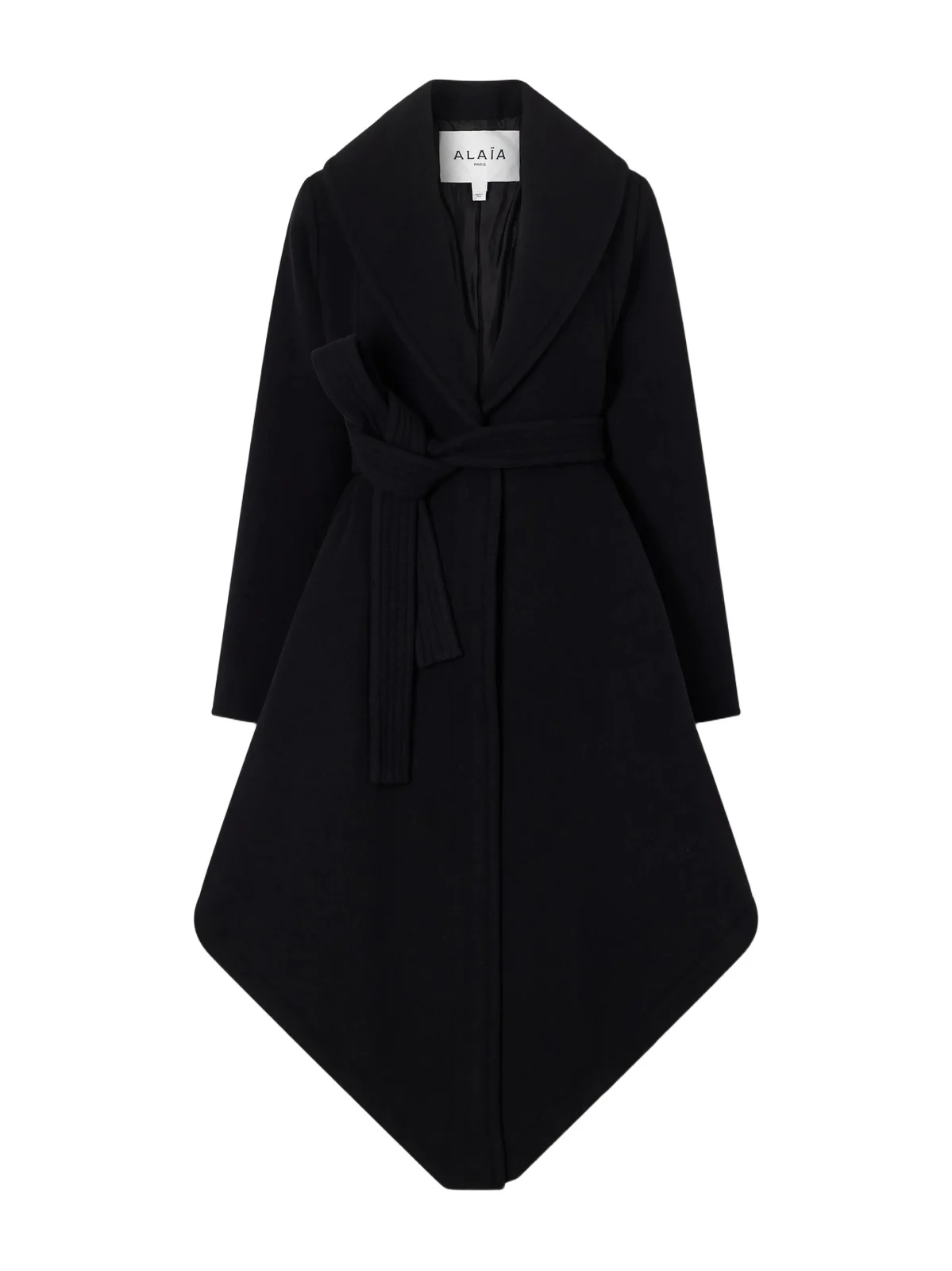 Belted Asymmetric Draped Virgin Wool Coat