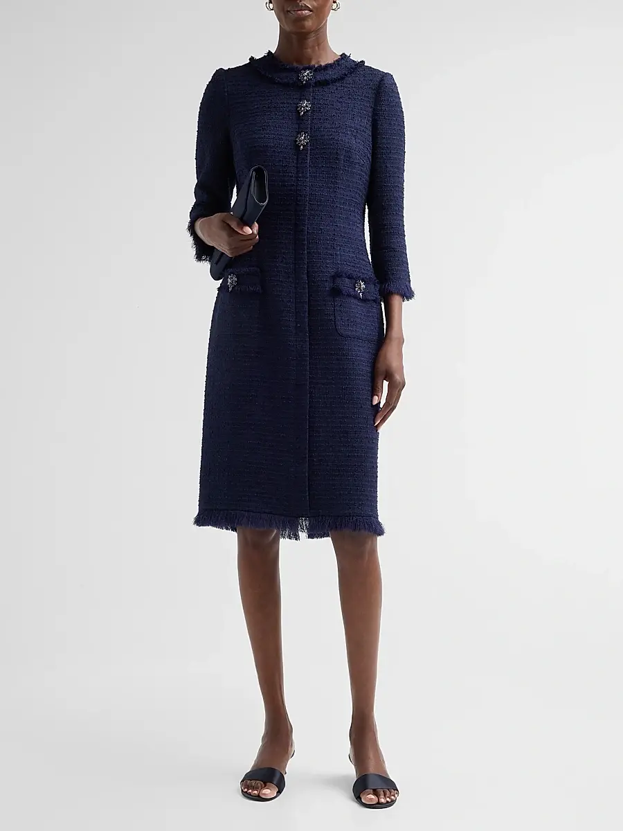 Teri Jon by Rickie Freeman Women's Embellished Tweed Fitted Sheath Dress | Thumbnail 2 Teri Jon by Rickie Freeman Women's Embellished Tweed Fitted Sheath Dress | Thumbnail 2