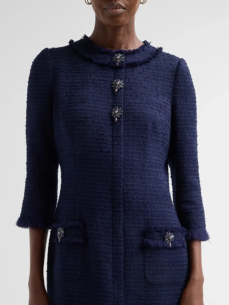 Teri Jon by Rickie Freeman Women's Embellished Tweed Fitted Sheath Dress | Thumbnail 5 Teri Jon by Rickie Freeman Women's Embellished Tweed Fitted Sheath Dress | Thumbnail 5