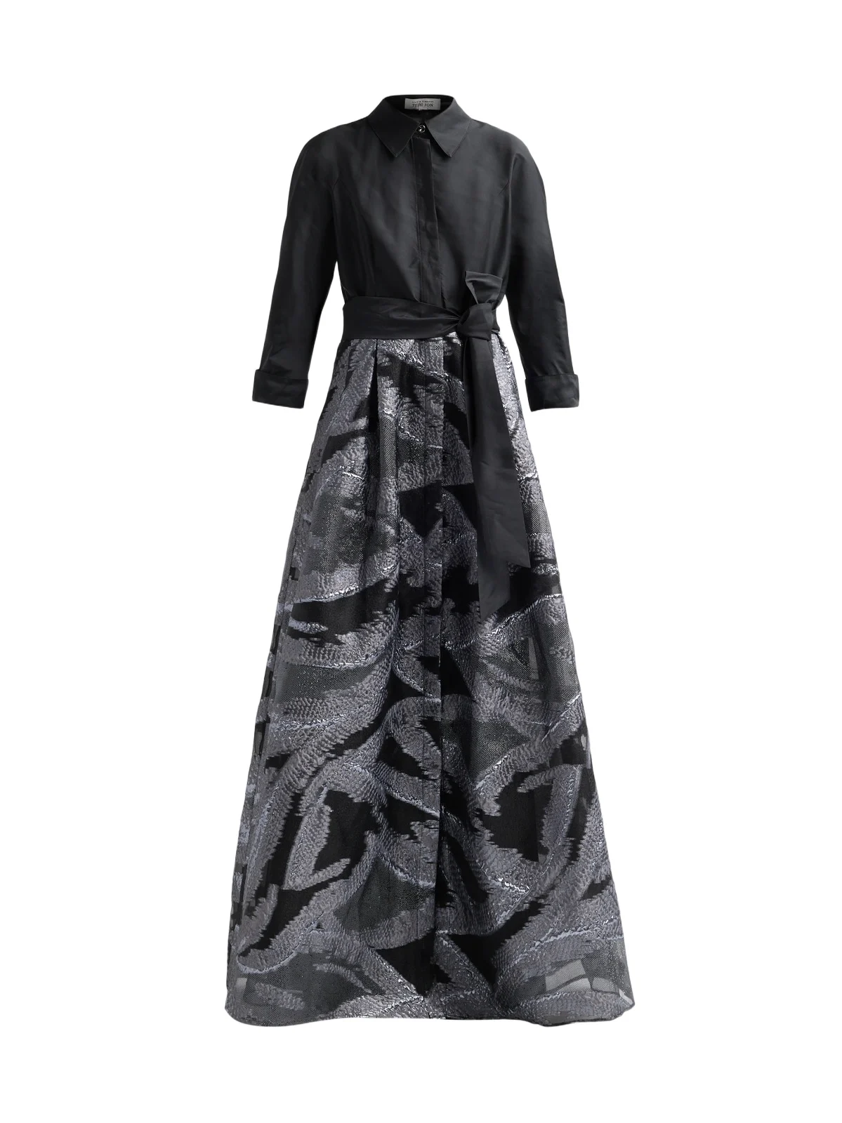 Women's Metallic Organza Taffeta Shirtwaist Gown