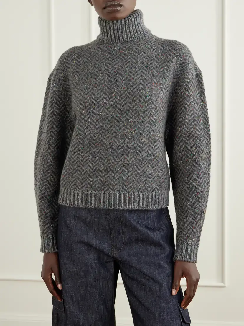 Gabriela Hearst Courtney Herringbone Cashmere Turtleneck Sweater | Thumbnail 3