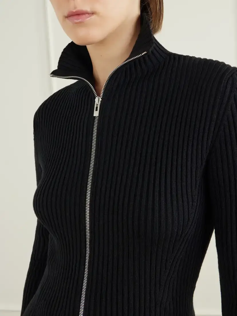 ALAÏA Ribbed Wool-blend Zip-up Cardigan | Thumbnail 4 ALAÏA Ribbed Wool-blend Zip-up Cardigan | Thumbnail 4