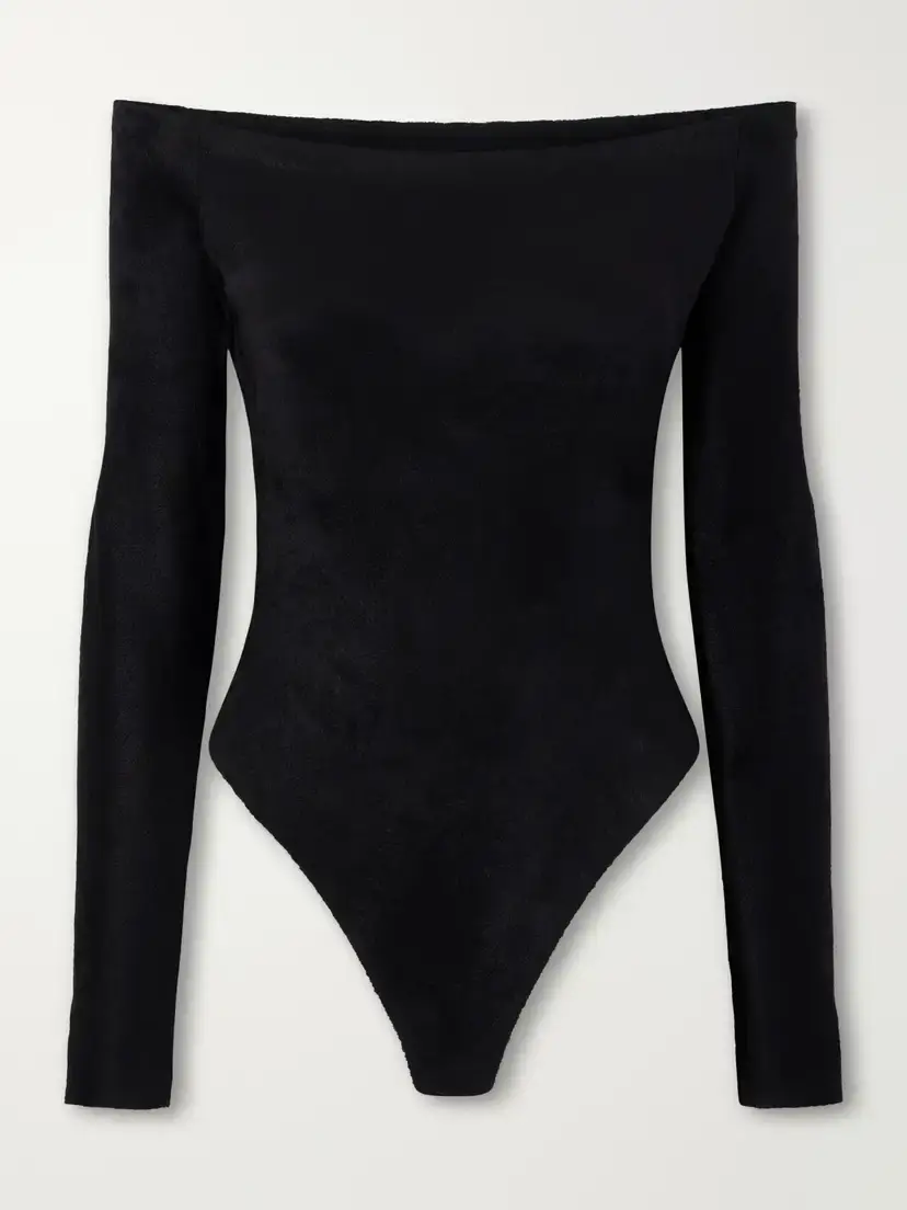 ALAÏA Off-the-shoulder Velvet Bodysuit | Thumbnail 2 ALAÏA Off-the-shoulder Velvet Bodysuit | Thumbnail 2