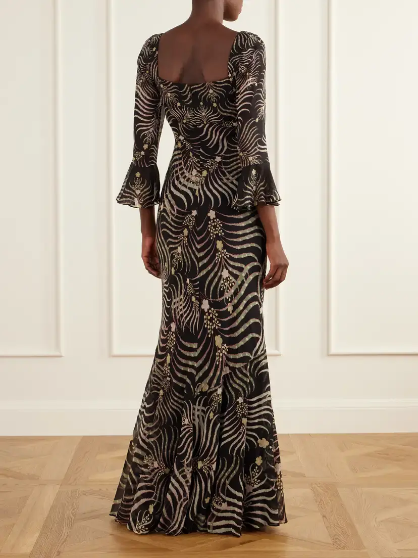 Saloni Willa Printed Silk-chiffon Gown | Thumbnail 3