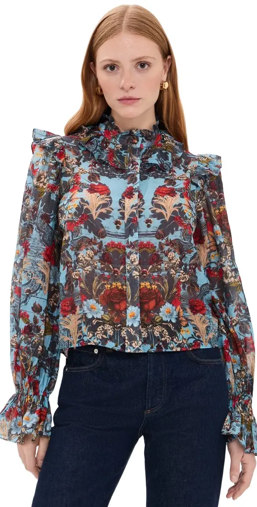Alice + Olivia Bernice Victorian Ruffle Blouse