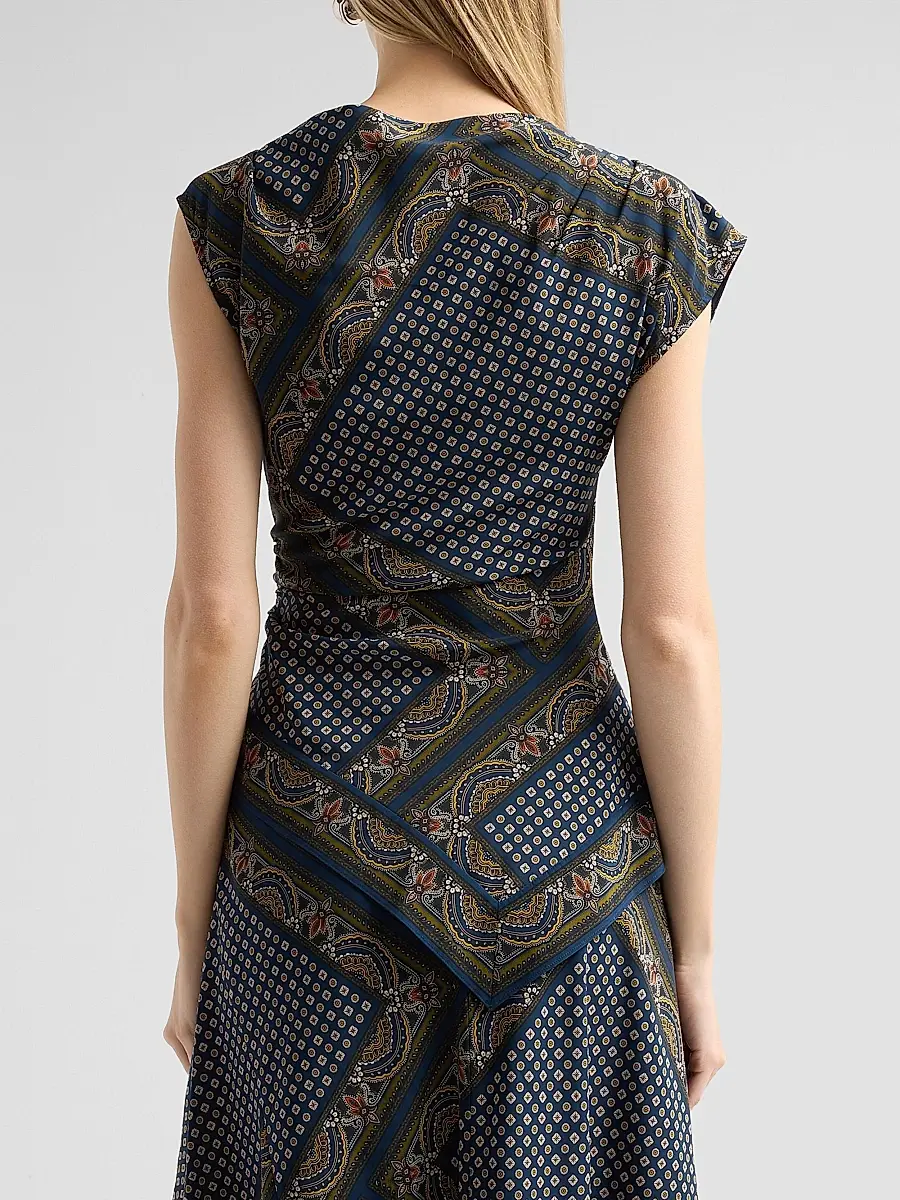 Veronica Beard Women's Yvonne Paisley Silk-Blend Asymmetric Top | Thumbnail 3 Veronica Beard Women's Yvonne Paisley Silk-Blend Asymmetric Top | Thumbnail 3