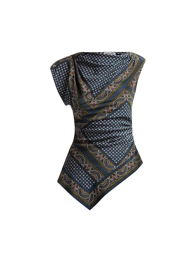 Veronica Beard Women's Yvonne Paisley Silk-Blend Asymmetric Top
