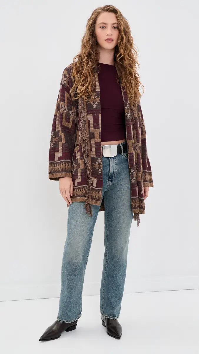 L'Agence Jair Jacquard Fringe Cardigan | Thumbnail 5