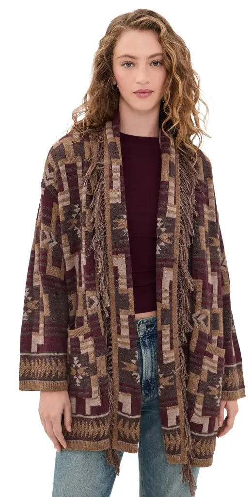 L'Agence Jair Jacquard Fringe Cardigan